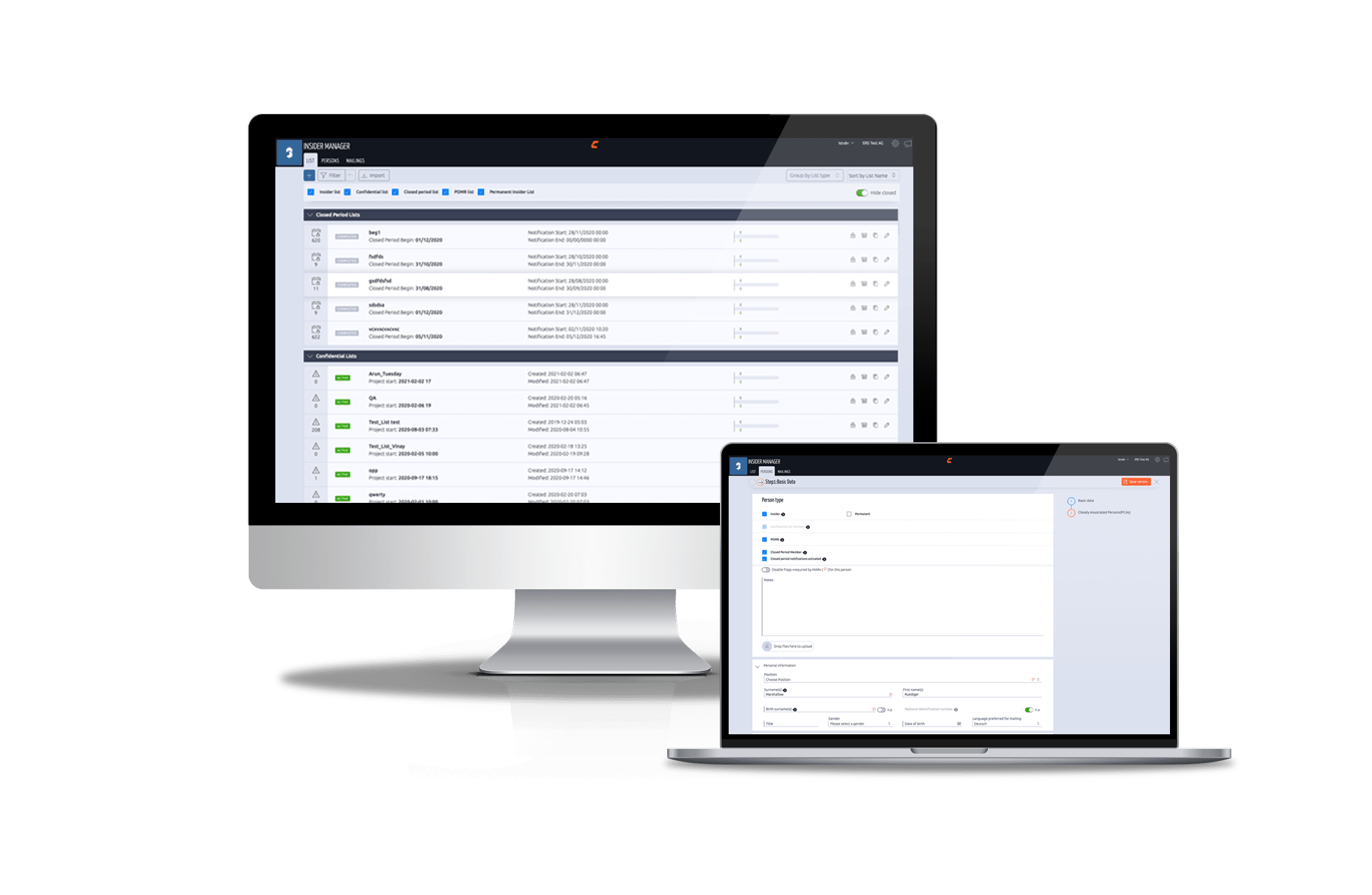 screenshot of EQS Insider Manager